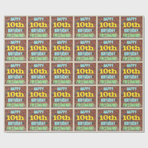 Brick Wall Graffiti Inspired 10th Birthday + Name Wrapping Paper