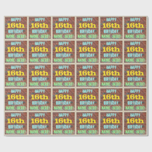 Brick Wall Graffiti Inspired 16th Birthday + Name Wrapping Paper
