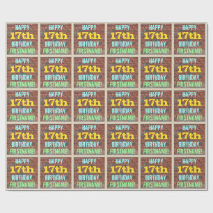 Brick Wall Graffiti Inspired 17th Birthday + Name Wrapping Paper