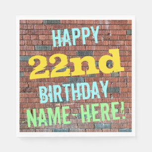 Brick Wall Graffiti Inspired 22nd Birthday + Name Napkin