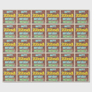 Brick Wall Graffiti Inspired 22nd Birthday + Name Wrapping Paper