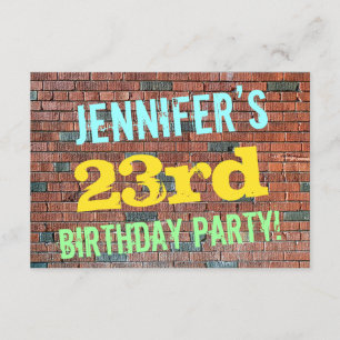 Brick Wall Graffiti Inspired 23rd Birthday + Name Invitation