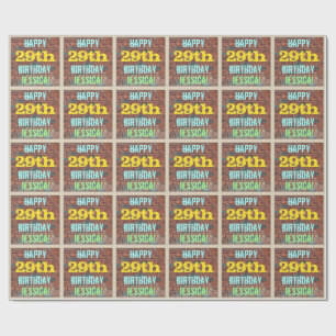 Brick Wall Graffiti Inspired 29th Birthday + Name Wrapping Paper