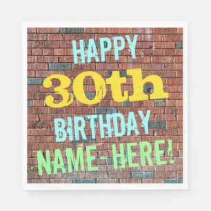 Brick Wall Graffiti Inspired 30th Birthday + Name Napkin