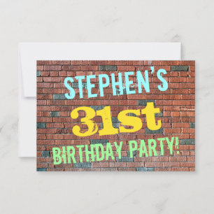 Brick Wall Graffiti Inspired 31st Birthday + Name Invitation