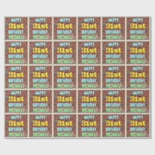 Brick Wall Graffiti Inspired 31st Birthday + Name Wrapping Paper