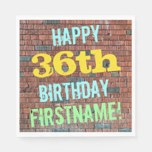 Brick Wall Graffiti Inspired 36th Birthday + Name Napkin