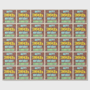 Brick Wall Graffiti Inspired 36th Birthday + Name Wrapping Paper