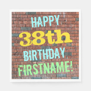 Brick Wall Graffiti Inspired 38th Birthday + Name Napkin