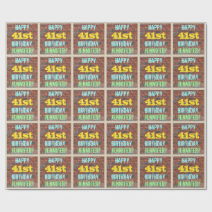 Brick Wall Graffiti Inspired 41st Birthday + Name Wrapping Paper