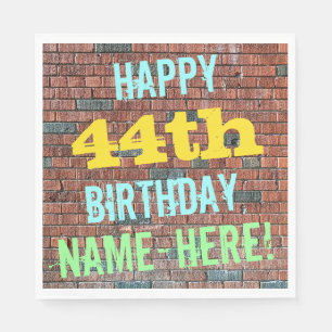 Brick Wall Graffiti Inspired 44th Birthday + Name Napkin