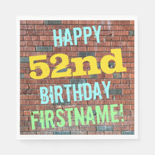 Brick Wall Graffiti Inspired 52nd Birthday + Name Napkin