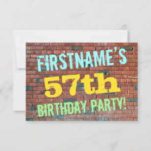 Brick Wall Graffiti Inspired 57th Birthday + Name Invitation