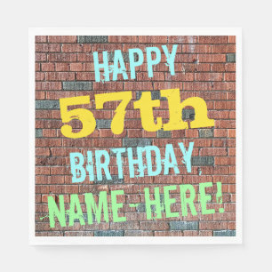 Brick Wall Graffiti Inspired 57th Birthday + Name Napkin