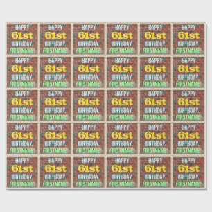 Brick Wall Graffiti Inspired 61st Birthday + Name Wrapping Paper