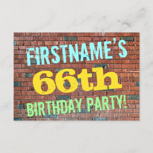 Brick Wall Graffiti Inspired 66th Birthday + Name Invitation