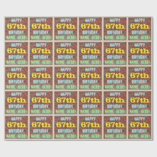 Brick Wall Graffiti Inspired 67th Birthday + Name Wrapping Paper