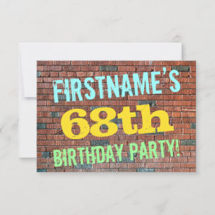 Brick Wall Graffiti Inspired 68th Birthday + Name Invitation