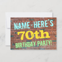Brick Wall Graffiti Inspired 70th Birthday + Name
