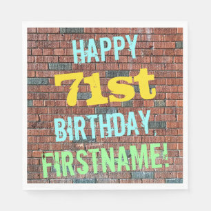 Brick Wall Graffiti Inspired 71st Birthday + Name Napkin