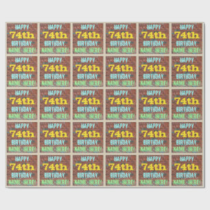 Brick Wall Graffiti Inspired 74th Birthday + Name Wrapping Paper