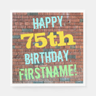 Brick Wall Graffiti Inspired 75th Birthday + Name Napkin
