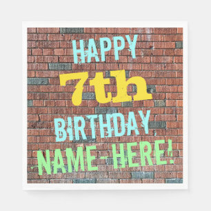Brick Wall Graffiti Inspired 7th Birthday + Name Napkin