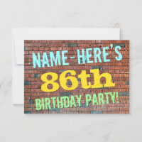 Brick Wall Graffiti Inspired 86th Birthday + Name
