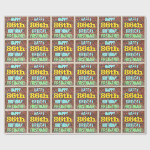 Brick Wall Graffiti Inspired 86th Birthday + Name Wrapping Paper