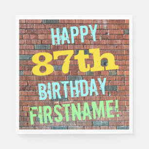 Brick Wall Graffiti Inspired 87th Birthday + Name Napkin