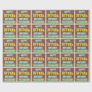 Brick Wall Graffiti Inspired 87th Birthday + Name Wrapping Paper