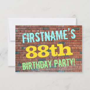 Brick Wall Graffiti Inspired 88th Birthday + Name Invitation