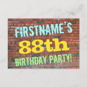 Brick Wall Graffiti Inspired 88th Birthday + Name Invitation
