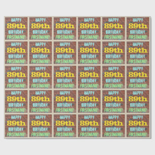 Brick Wall Graffiti Inspired 89th Birthday + Name Wrapping Paper