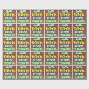 Brick Wall Graffiti Inspired 90th Birthday + Name Wrapping Paper