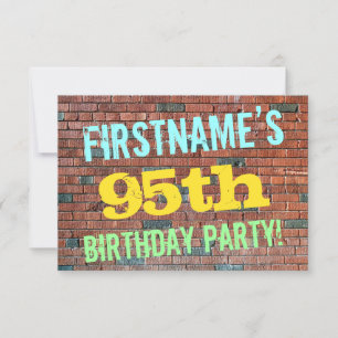 Brick Wall Graffiti Inspired 95th Birthday + Name Invitation