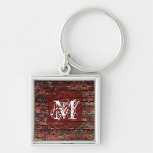 Brick Wall Grunge Shabby Chic Monogram Key Chain