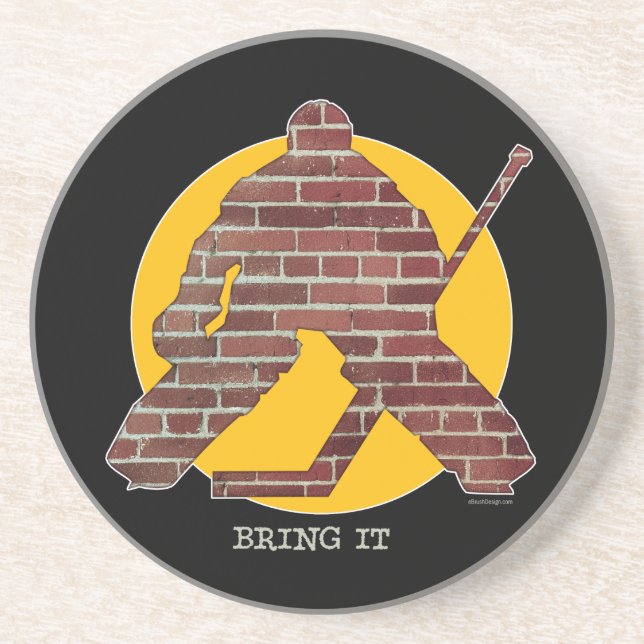 Brick Wall Hockey Goalie Coaster (Front)