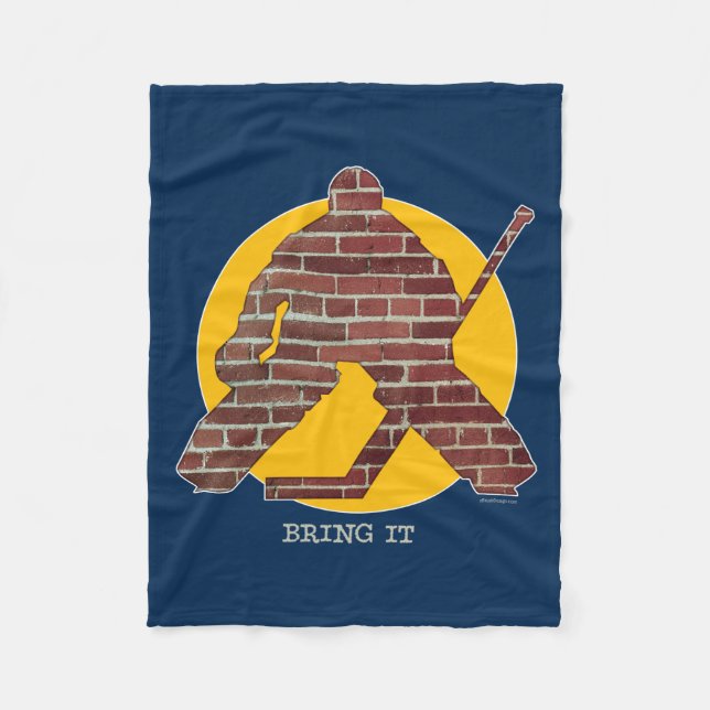 Brick Wall Hockey Goalie Fleece Blanket (Front)