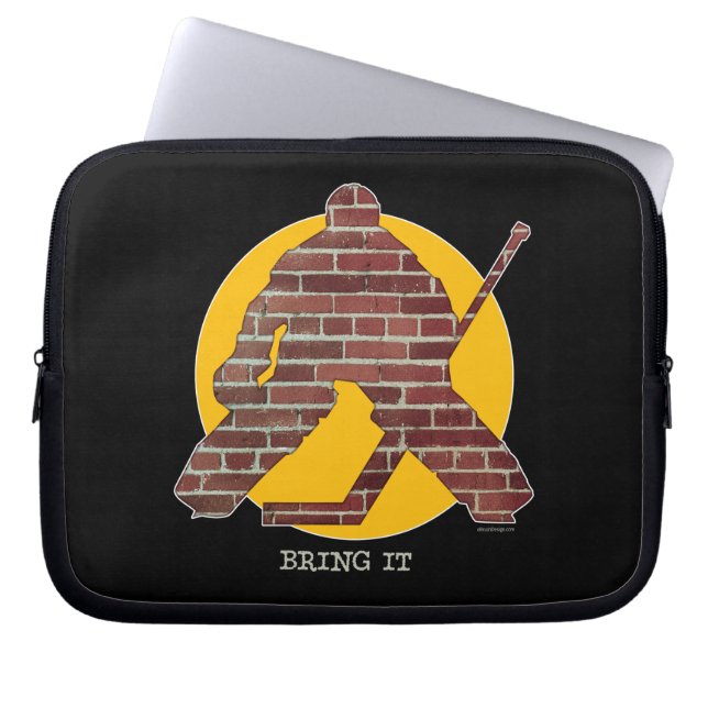 Brick Wall Hockey Goalie Laptop Sleeve (Front)