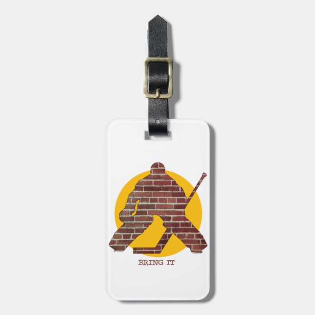 Brick Wall Hockey Goalie Luggage Tag (Front Vertical)
