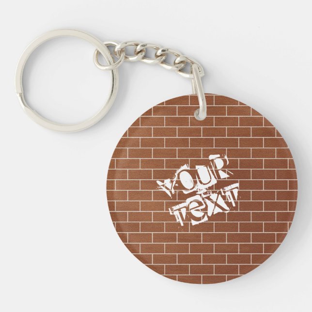 Brick Wall Keychain with Custom Text (Front)