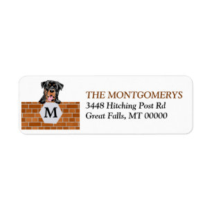 Brick Wall Monogram Rottweiler Return Address Return Address Label