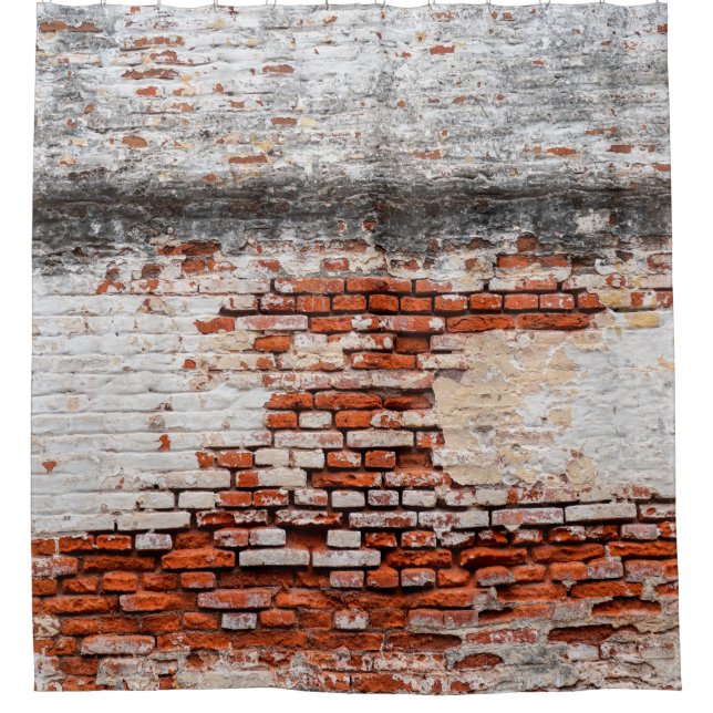  brick wall on the roadabandoned, abstract, aged,  shower curtain (Front)