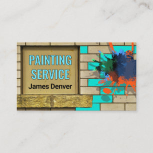 Brick Wall Paint Splatter Painting Business Card
