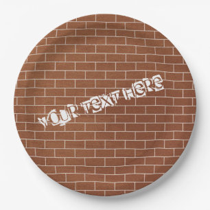 Brick Wall Paper Plates with Custom Text