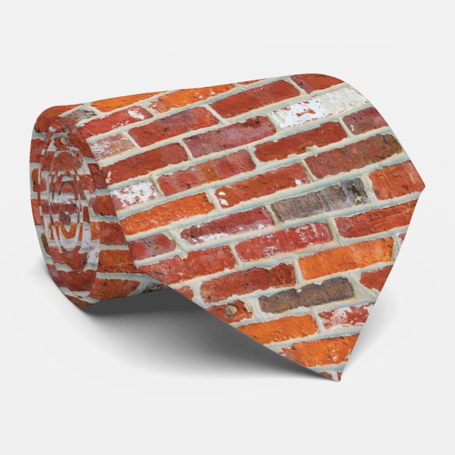 Brick Wall Pattern Red Tie (Rolled)