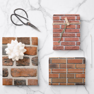 Brick Wall Pattern Red  Wrapping Paper Sheet