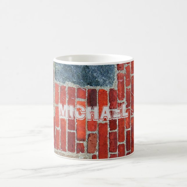 Brick wall rustic name coffee mug (Center)