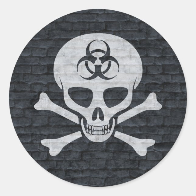 Brick Wall Skull and Crossbones Sticker (Front)